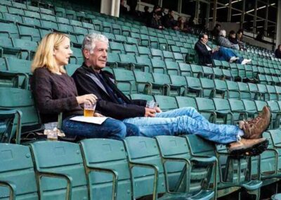 Laurie Woolever and Anthony Bourdain at the Aqueduct Racetrack in Queens, N.Y. CNN/Ecco