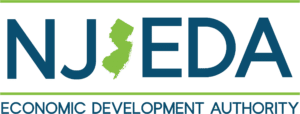 Logo for the NJEDA (New Jersey Economic Development Authority) with the letters "NJEDA" and a green silhouette of New Jersey inside the "J." The text "Economic Development Authority" appears below.